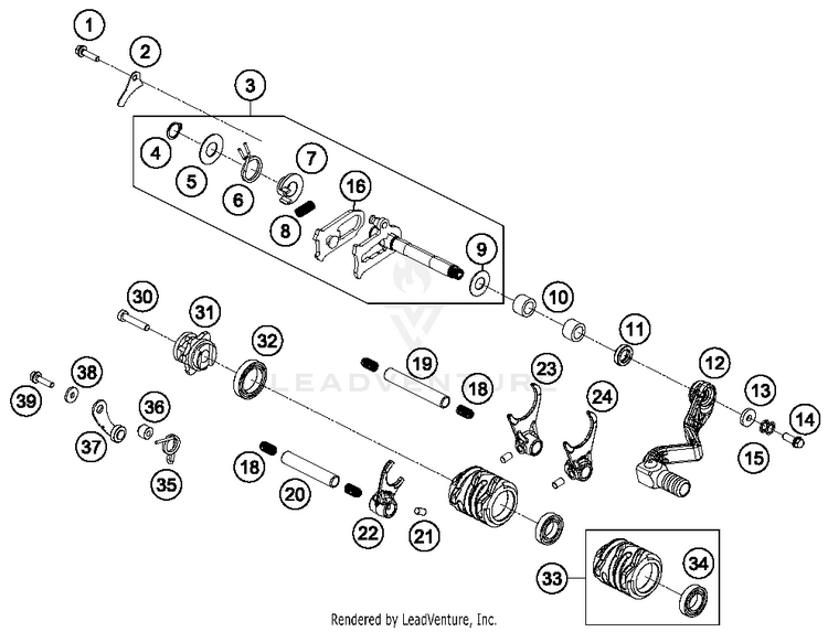 Shifting Mechanism 65 SX Engine - 2015 Schematic