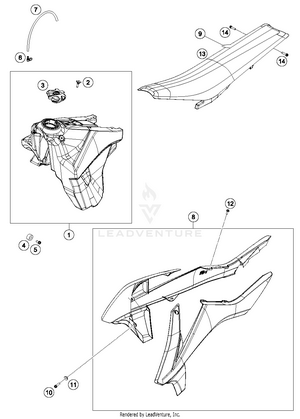 Tank, Seat, Cover Schematic