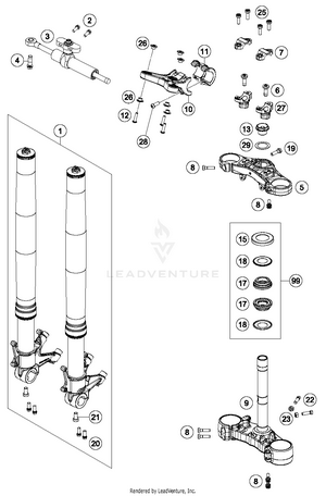 Front Fork, Triple Clamp Schematic