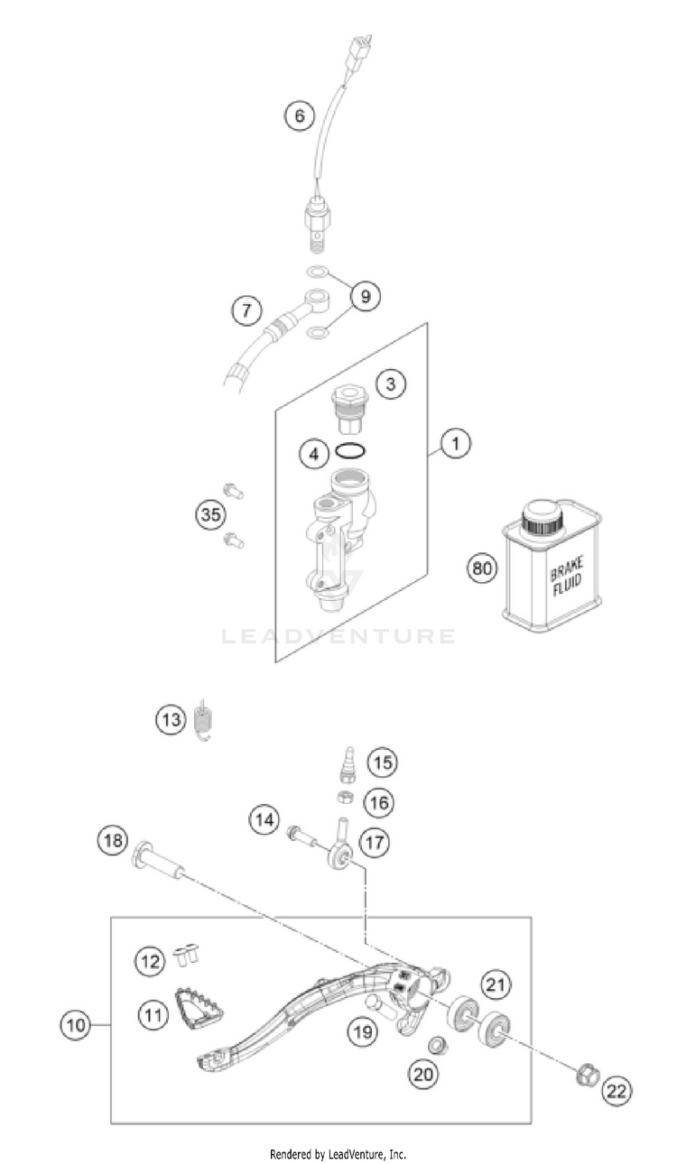 Rear Brake Control 500 EXC-F CHASSIS - 2026 Schematic
