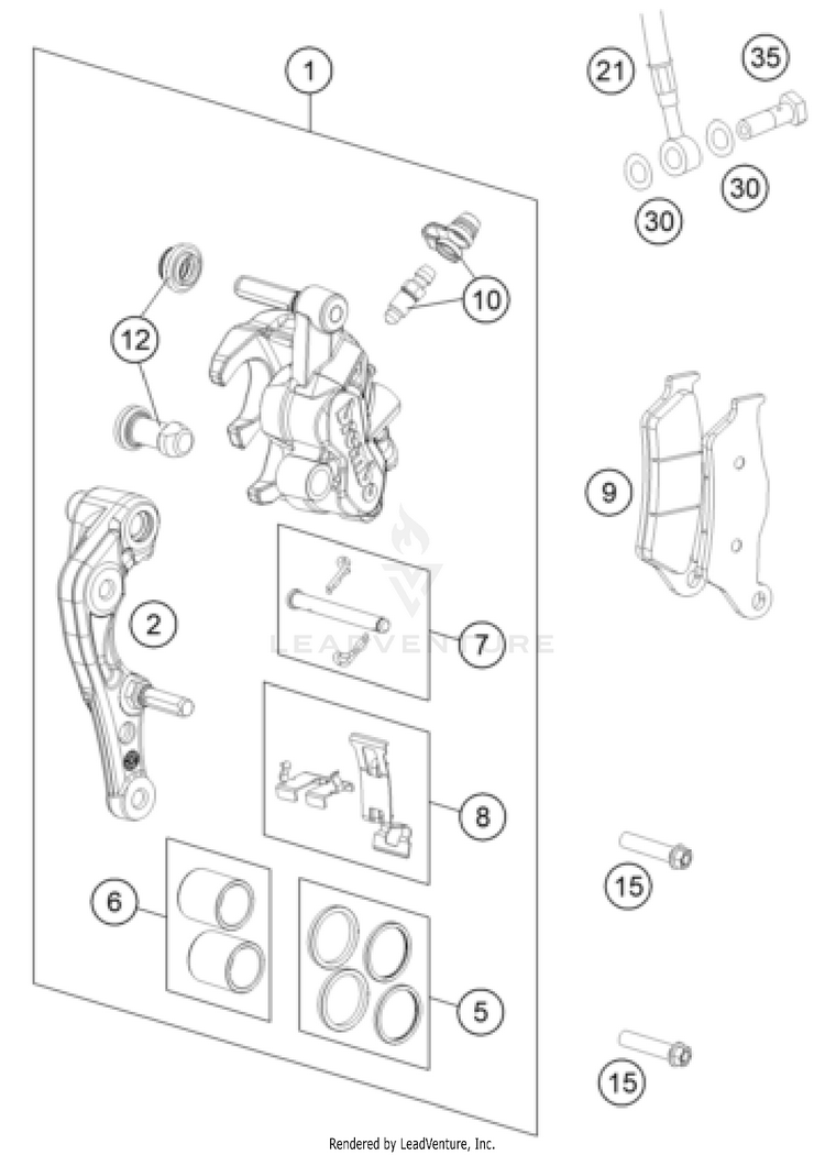Front Brake Caliper 250 XC CHASSIS - 2025 Schematic