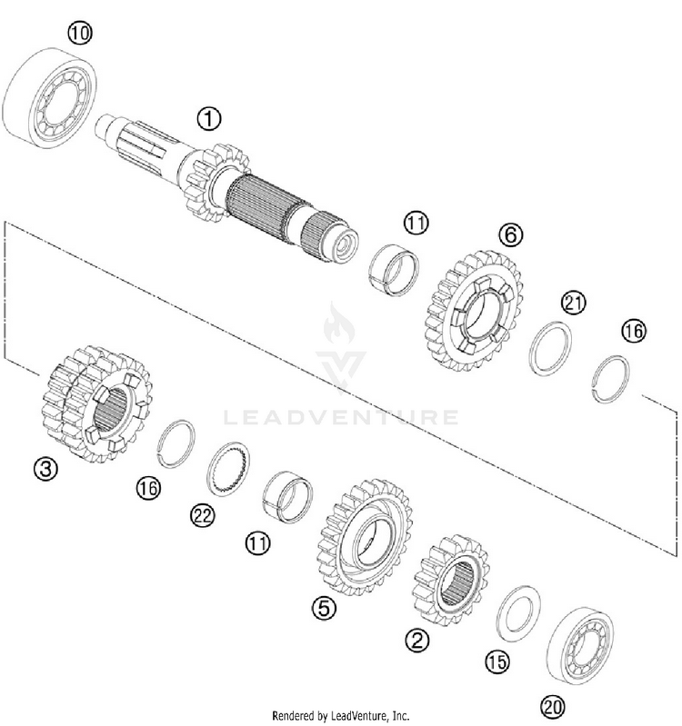 Transmission I - Main Shaft 300 XC Engine - 2012 Schematic