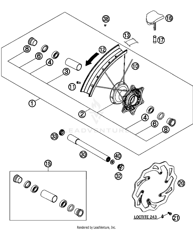 Front Wheel 200 XC USA Chassis - 2008 Schematic