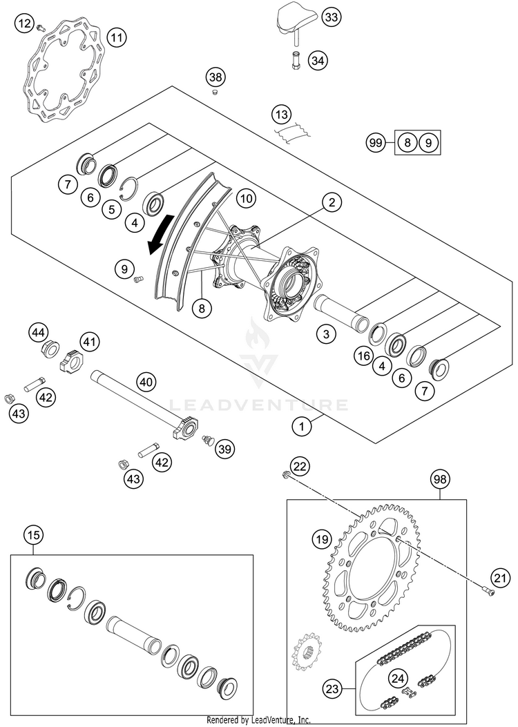 Rear Wheel 300 XC TPI CHASSIS - 2020 Schematic