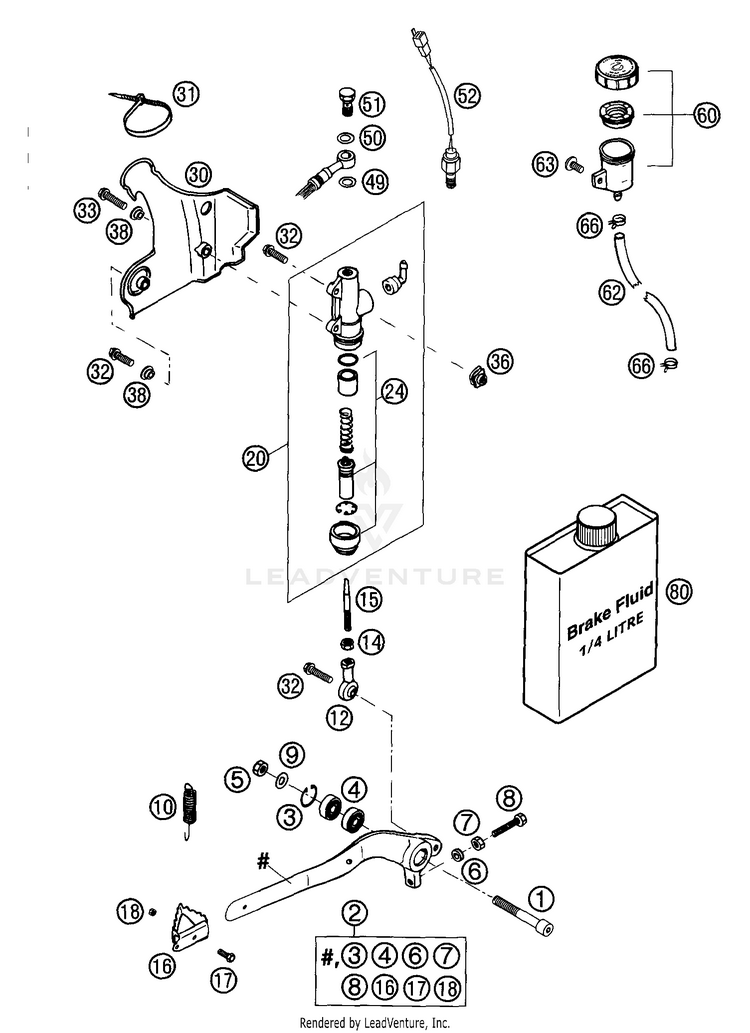 Rear Brake Control 300 MXC Chassis - 2003 Schematic