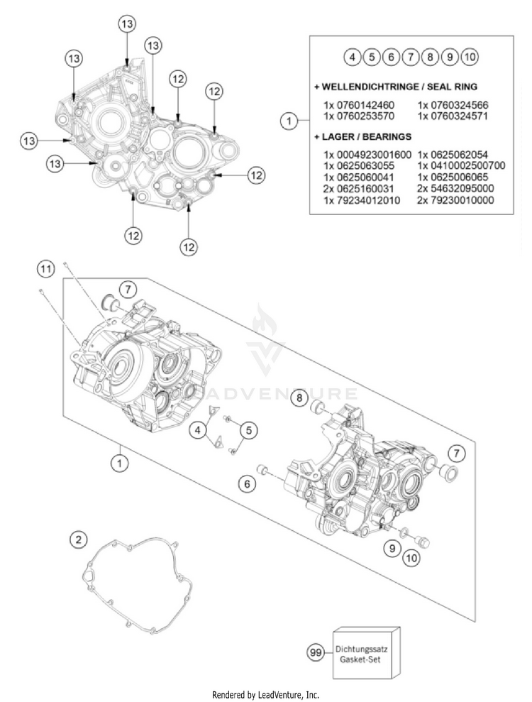 Engine Case 125 SX/XC ENGINE - 2026 Schematic