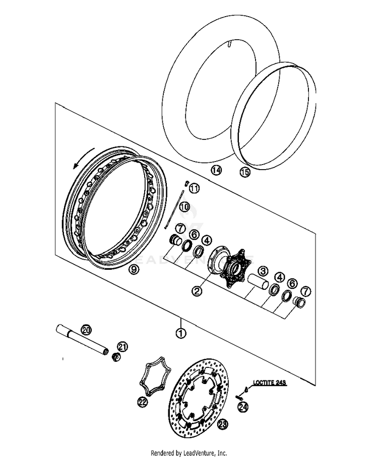 Front Wheel 690 Supermoto Orange Chassis - 2007 Schematic