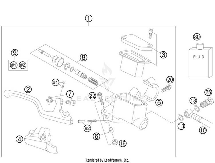 Hand Brake Cylinder 65 SX Chassis - 2011 Schematic