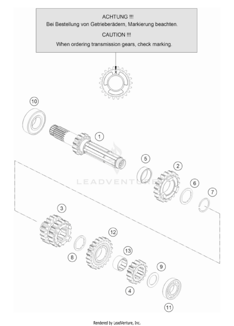 Transmission I - Main Shaft 125 SX/XC Engine - 2023 Schematic
