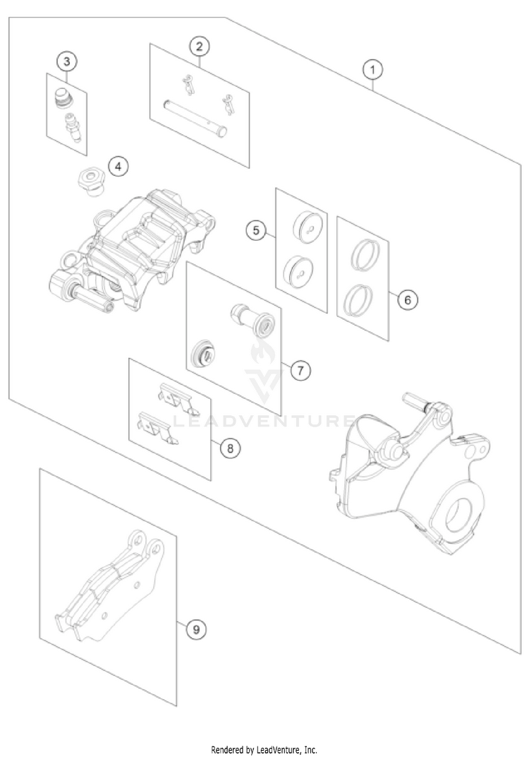 Rear Brake Caliper 1290 SUPER ADVENTURE R OT US CHASSIS - 2022 Schematic
