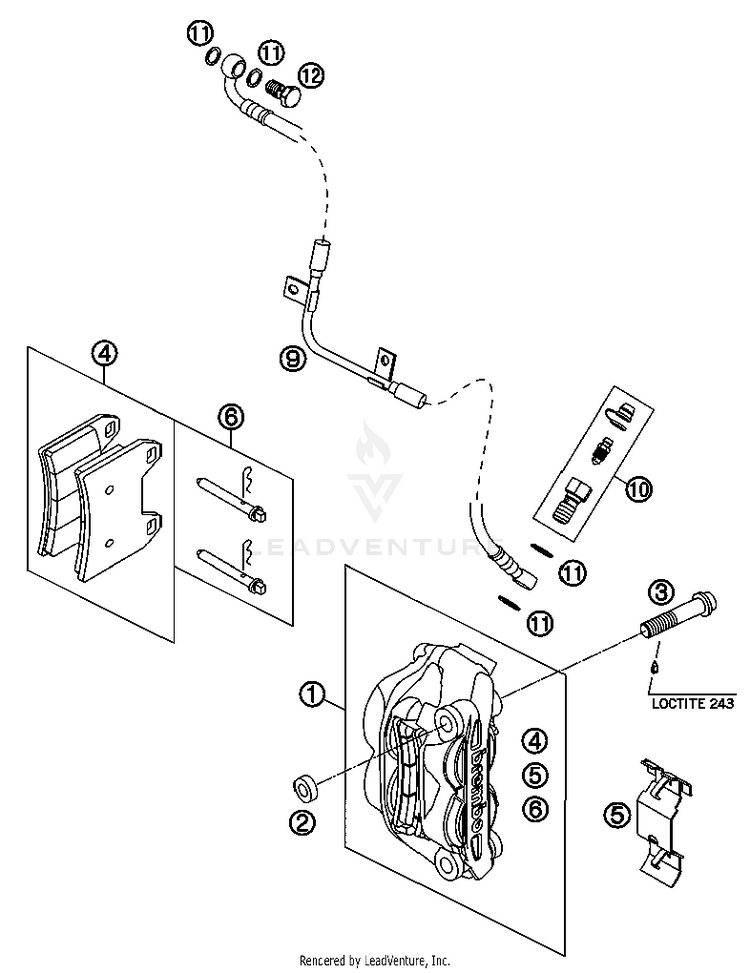 Brake Caliper Front 690 Supermoto Orange Chassis - 2007 Schematic