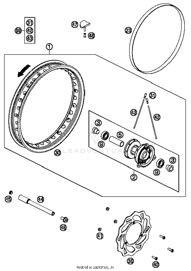 Front Wheel 65 SX Chassis - 2014 Schematic