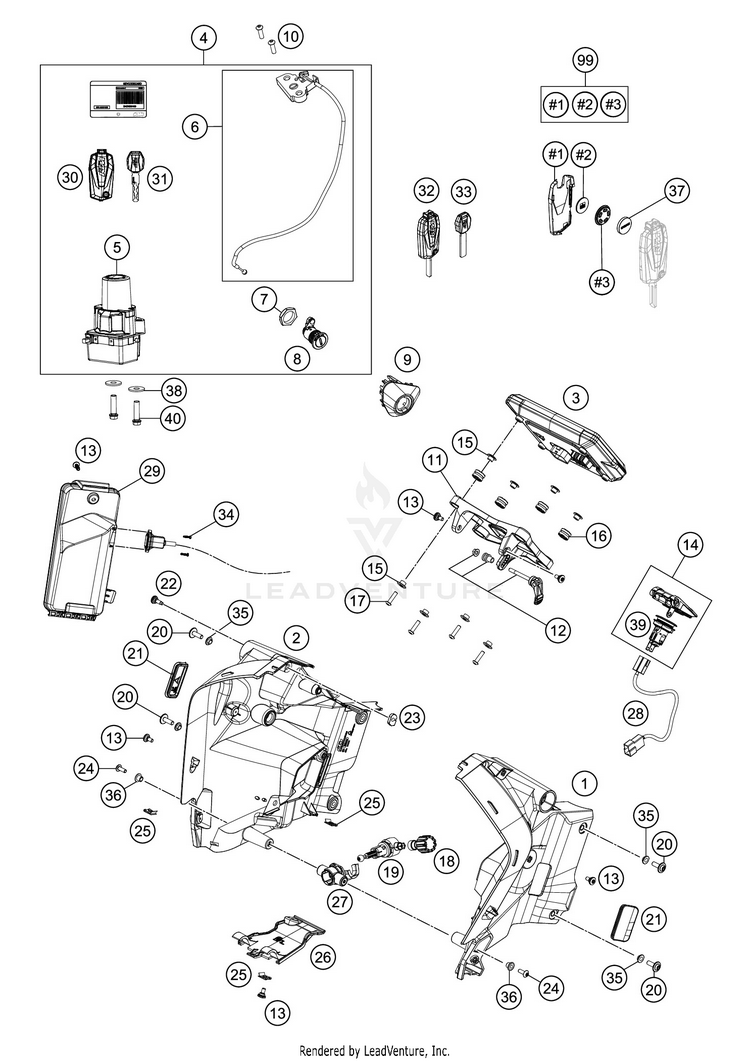 Instruments / Lock System 1290 SUPER ADVENTURE S SILVER CHASSIS - 2020 Schematic