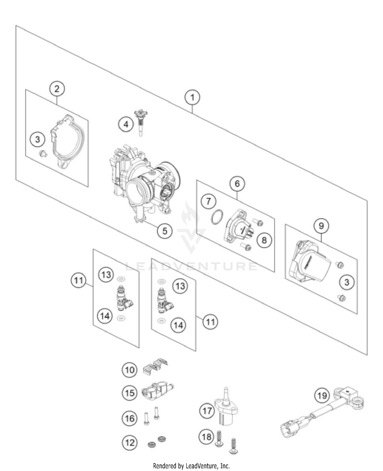Throttle Body 250 XC-W ENGINE - 2026 Schematic
