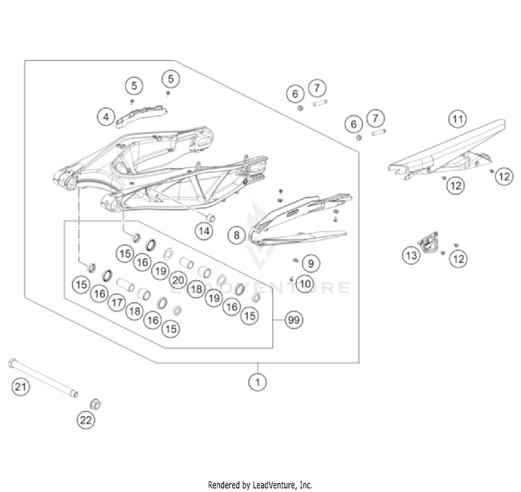 Swing Arm 1290 SUPER ADVENTURE R OT US CHASSIS - 2022 Schematic