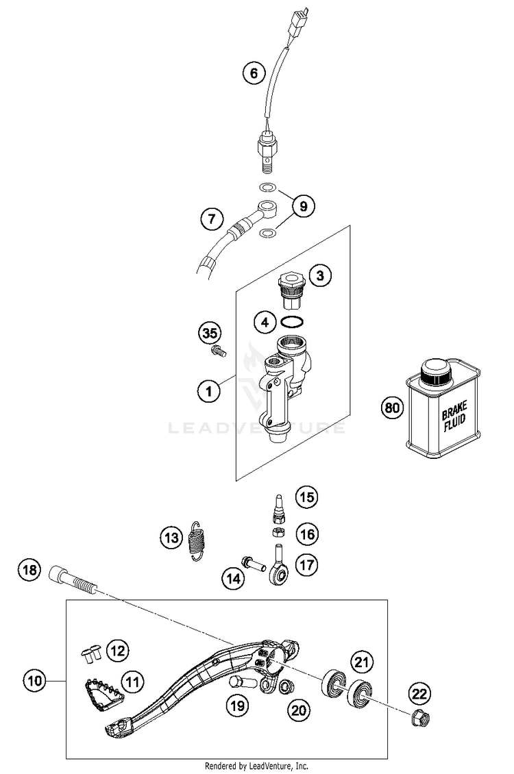 Rear Brake Control 500 EXC-F CHASSIS - 2018 Schematic