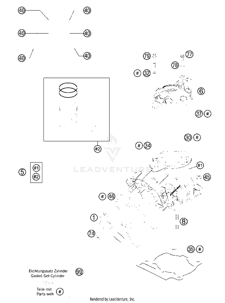 Cylinder, Cylinder Head 150 XC Engine - 2013 Schematic