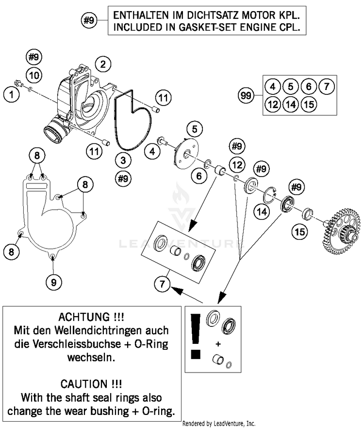Water Pump 1290 SUPERDUKE R ORANGE Engine - 2015 Schematic