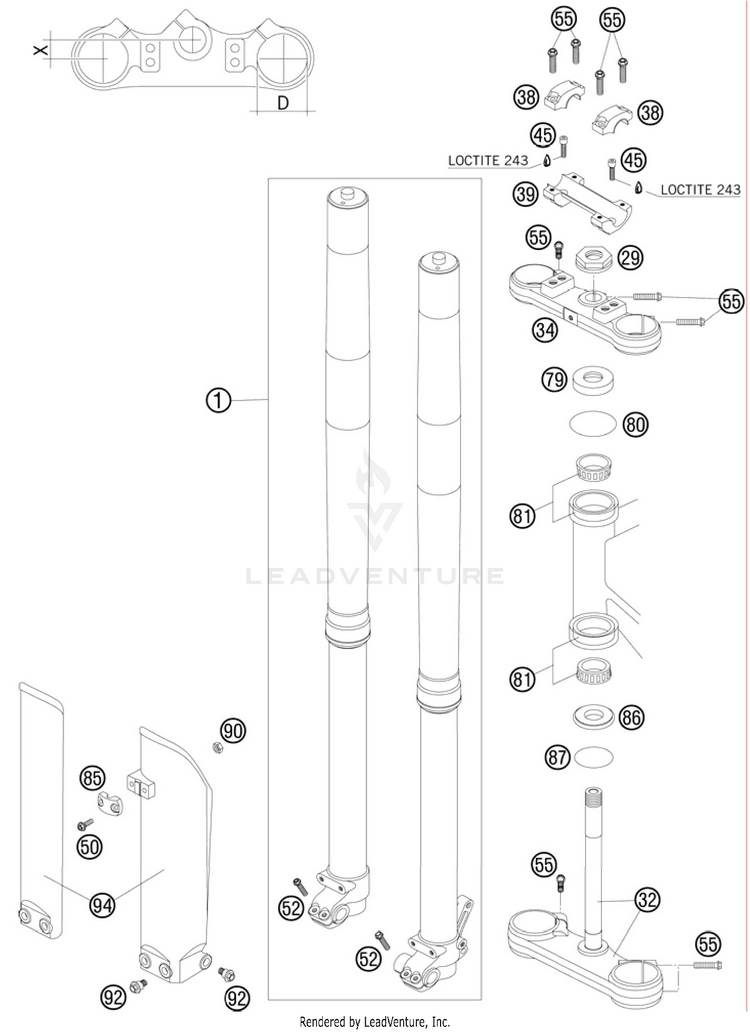 Front Fork 105 SX Chassis - 2011 Schematic