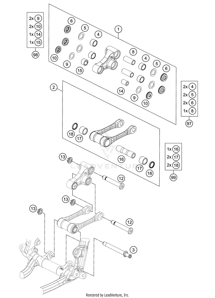 Pro Lever Linking 450 SX-F Chassis - 2021 Schematic