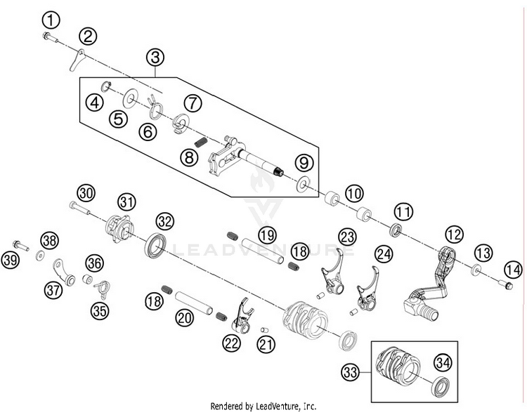 Shifting Mechanism 65 SX Engine - 2012 Schematic