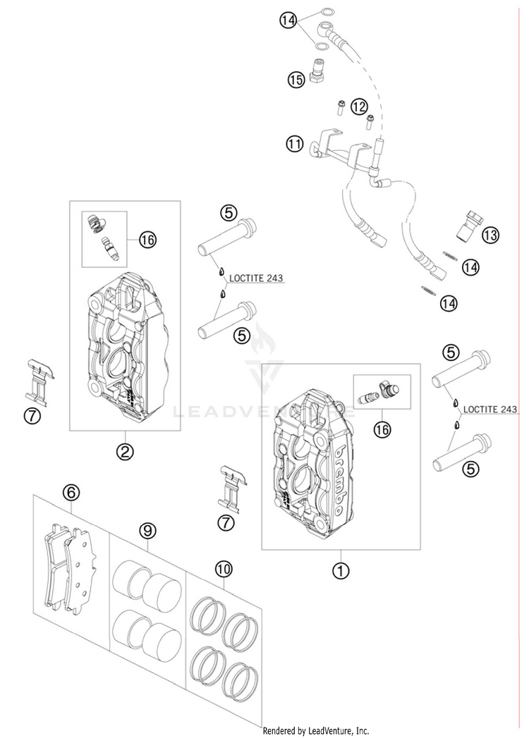Brake Caliper Front 990 Supermoto R Chassis - 2010 Schematic