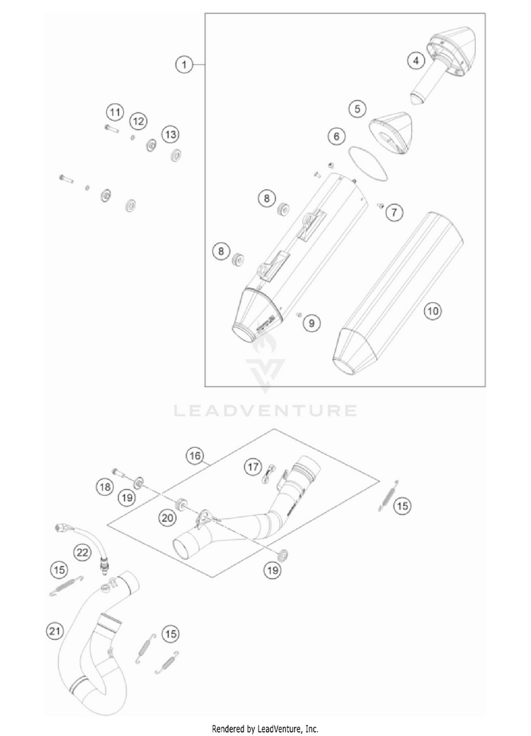 Exhaust System 500 EXC-F CHASSIS - 2023 Schematic