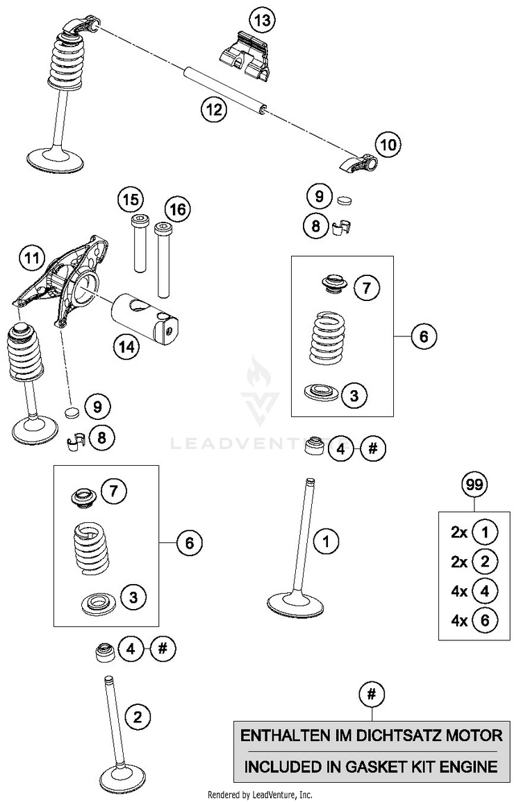 Valve Drive 690 DUKE ORANGE Engine - 2016 Schematic