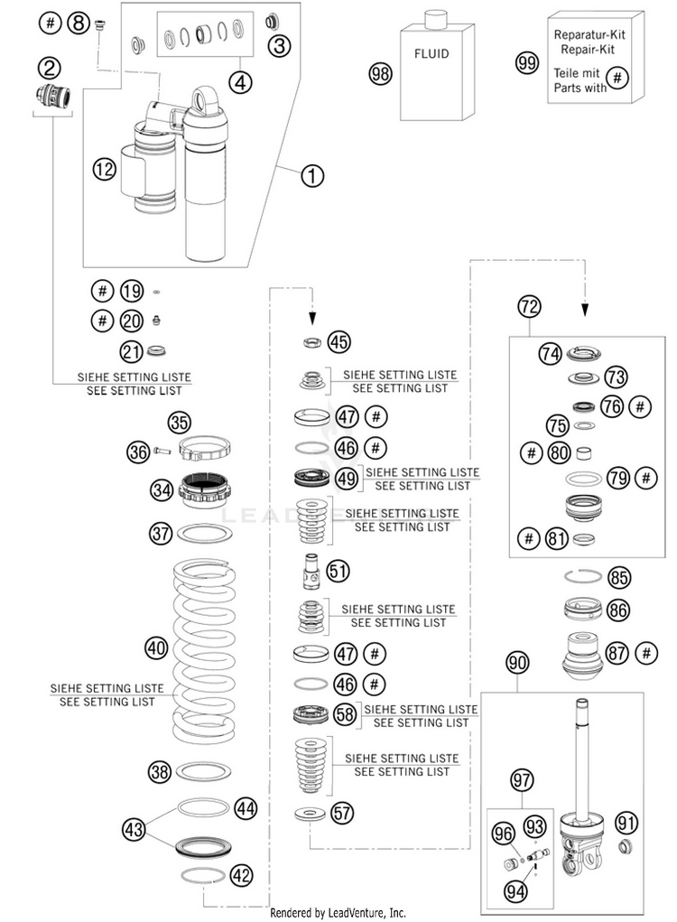 Shock Absorber Disassembled 250 SX Chassis - 2011 Schematic