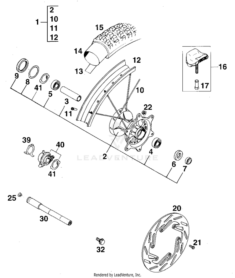 Front Wheel 620 RXC Chassis - 1996 Schematic