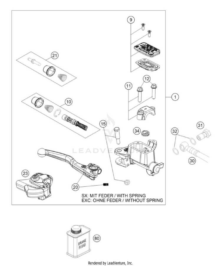 Betätigung Vorderbremse 300 XC-W FACTORY EDITION CHASSIS - 2025 Schematic