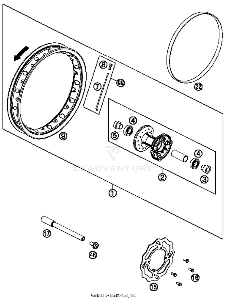 Front Wheel 50 SX Mini Chassis - 2014 Schematic