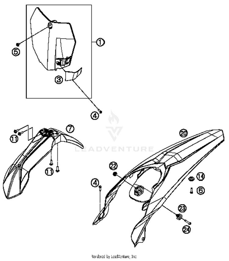 Mask, Fenders 300 XC Chassis - 2014 Schematic