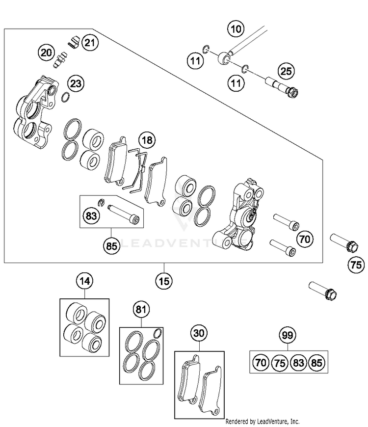 Brake Caliper Front 65 SX MINI CHASSIS - 2018 Schematic