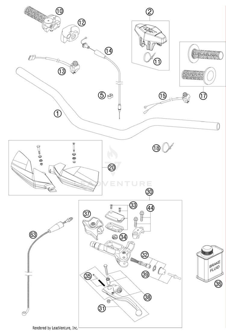 Handlebar, Controls 300 XC Chassis - 2011 Schematic