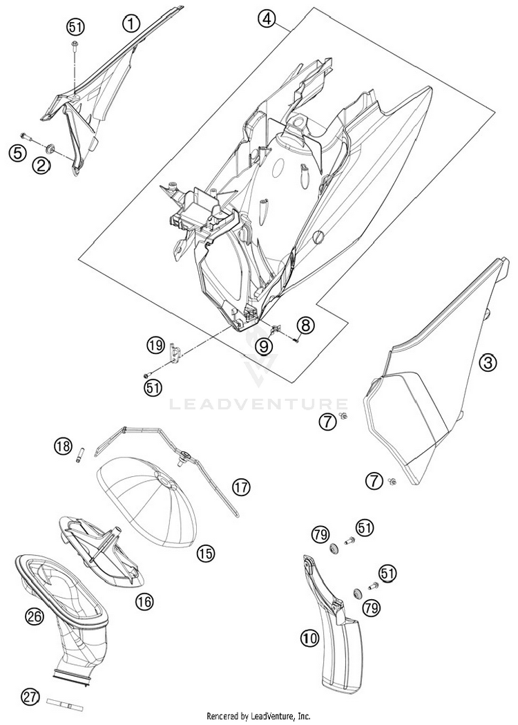 Air Filter 125 SX Chassis - 2012 Schematic