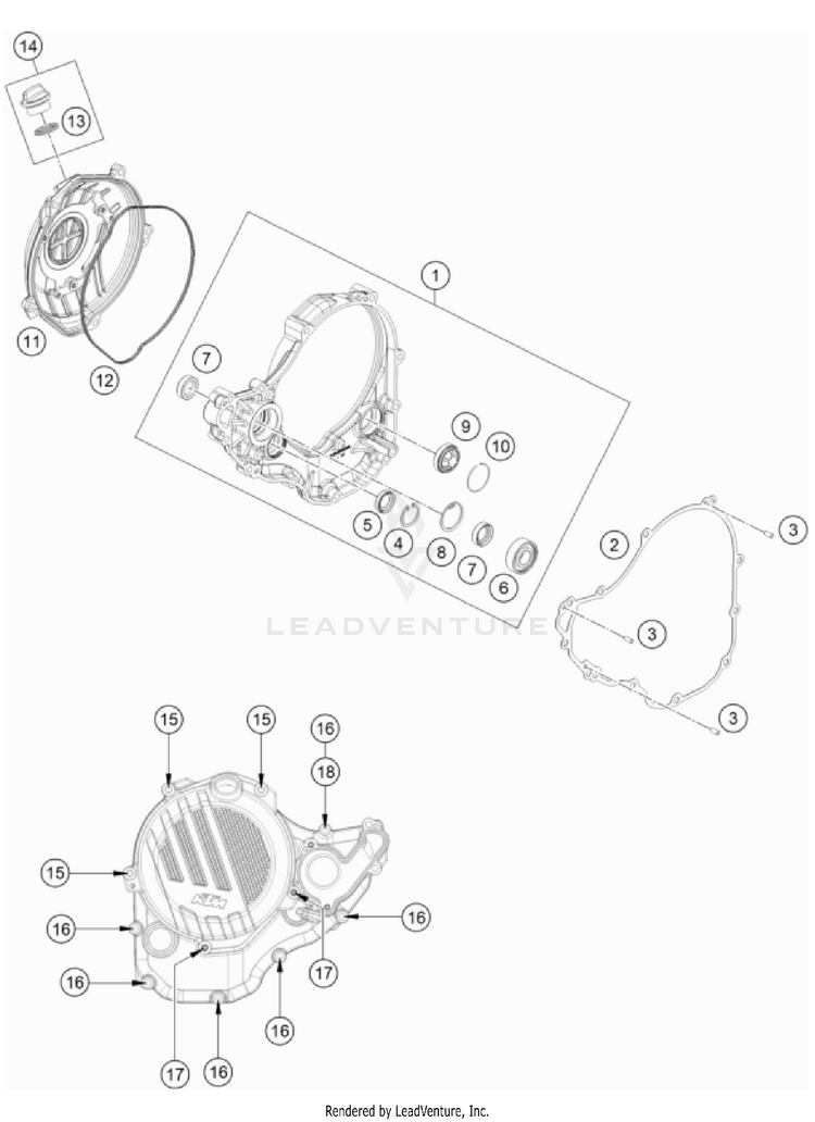 Clutch Cover 350 EXC-F USA Engine - 2022 Schematic