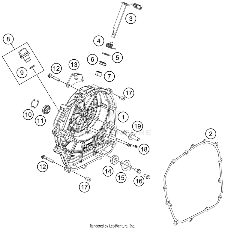 Clutch Cover RC 390 ENGINE - 2018 Schematic