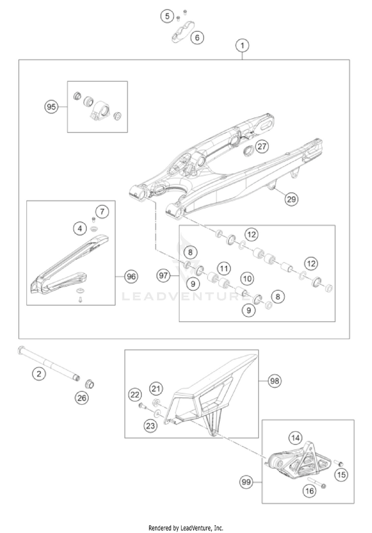 Swing Arm 350 EXC-F US CHASSIS - 2022 Schematic