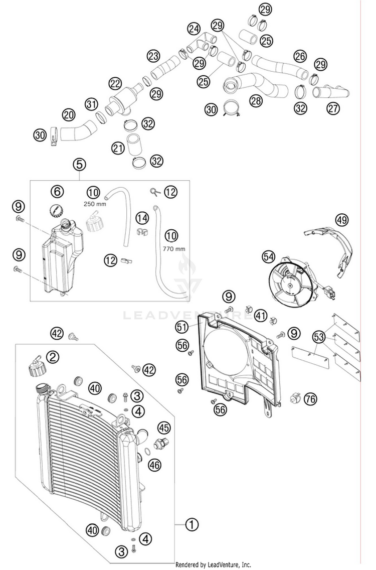 Cooling System 990 Supermoto T Engine - 2010 Schematic