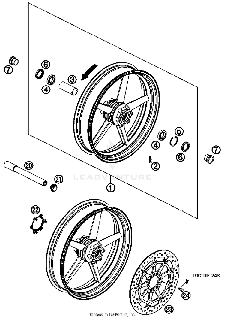 Front Wheel 690 Duke Chassis - 2008 Schematic