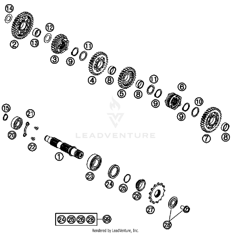 Transmission Ii - Countershaft 450 SX-F FACT. REPL. USA Engine - 2012 Schematic