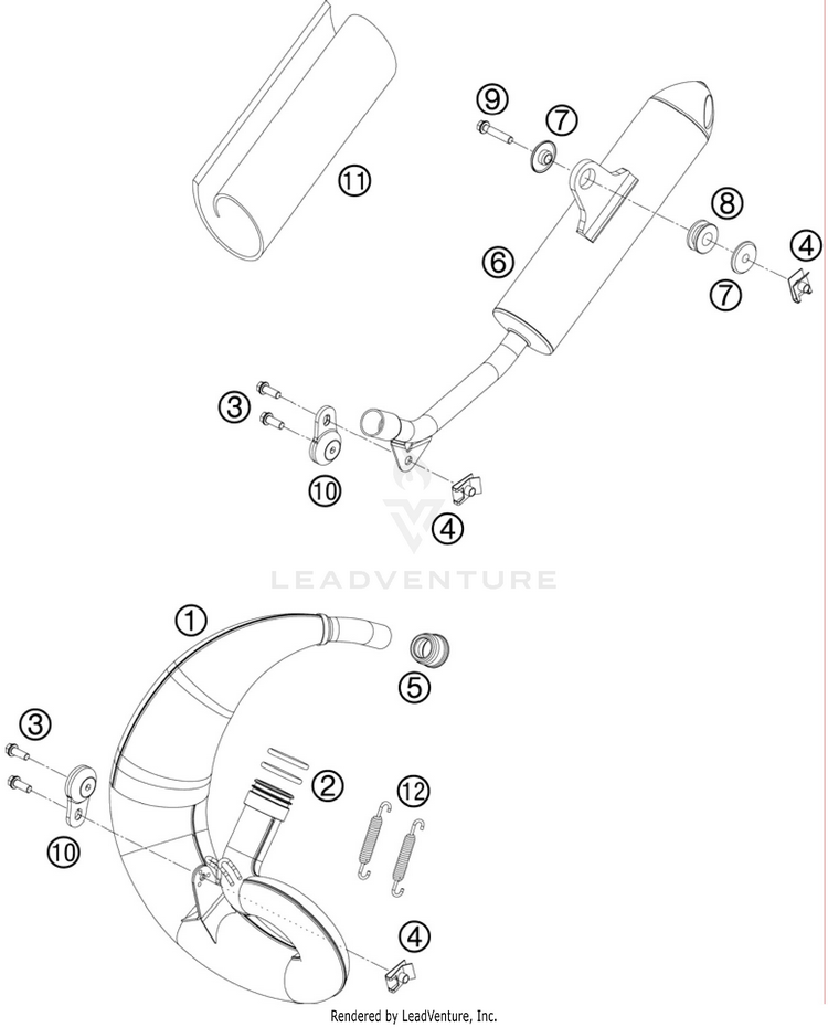 Exhaust System 50 SX Mini Chassis - 2011 Schematic