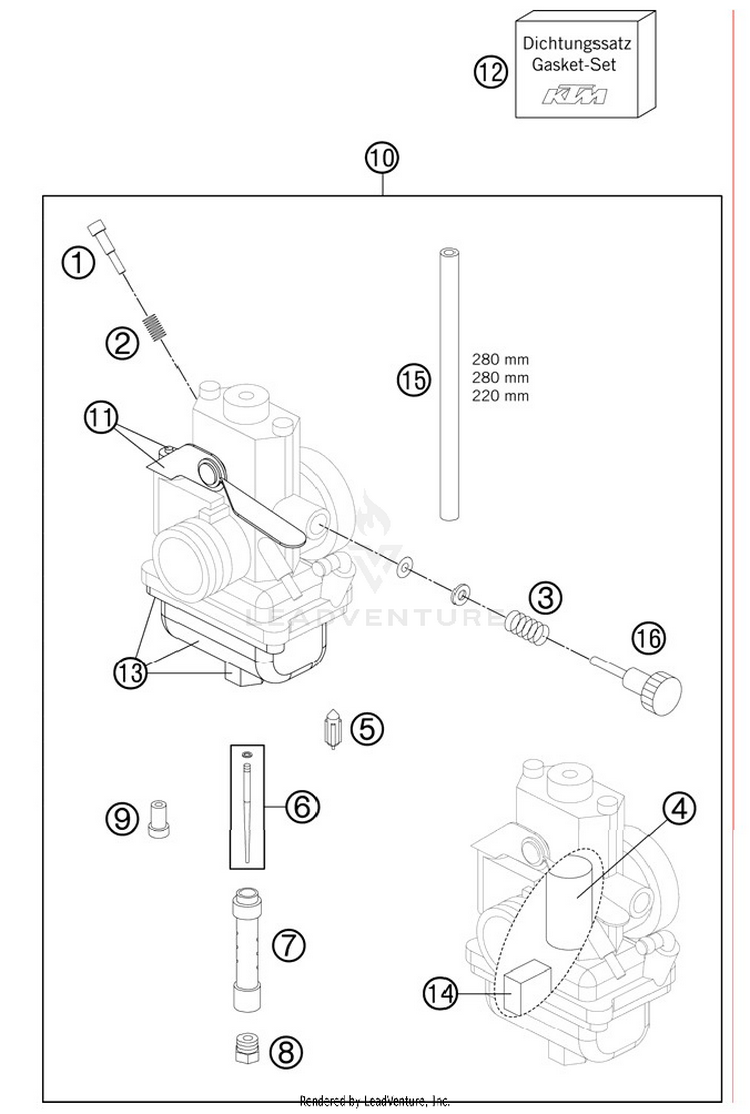 Carburator 65 SX Engine - 2012 Schematic