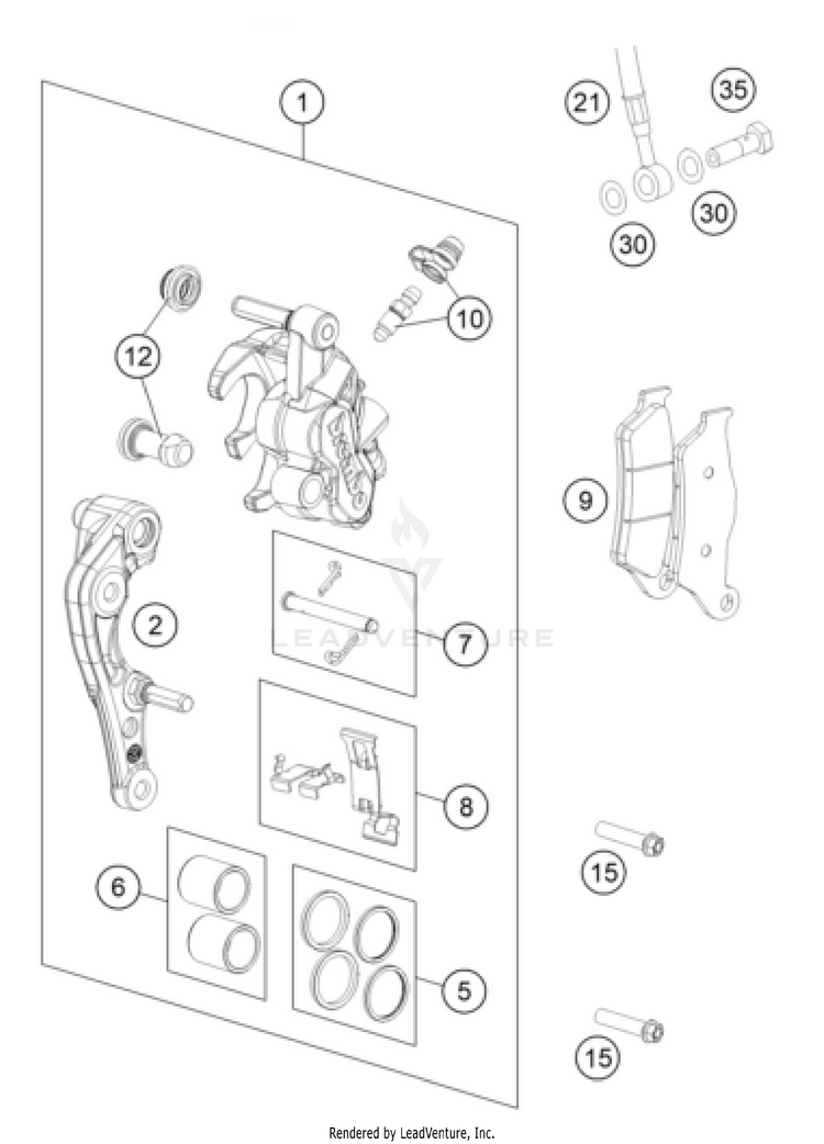 Front Brake Caliper 125 SX CHASSIS - 2026 Schematic
