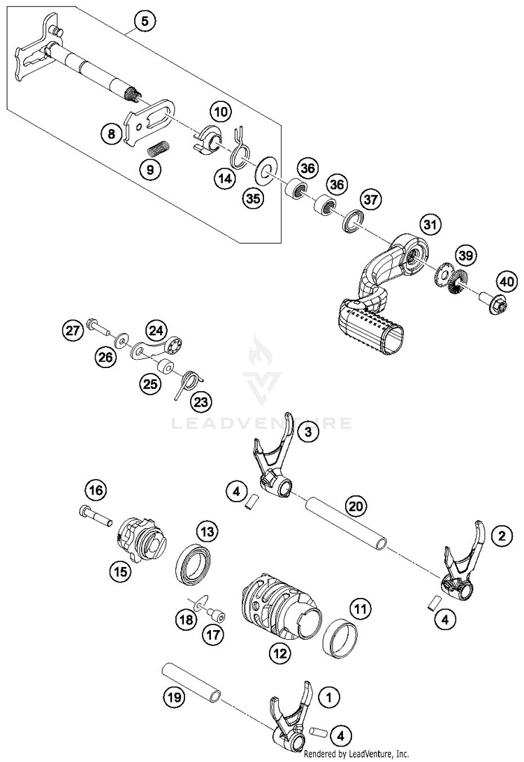 Shifting Mechanism 250 XC-W TPI ENGINE - 2019 Schematic