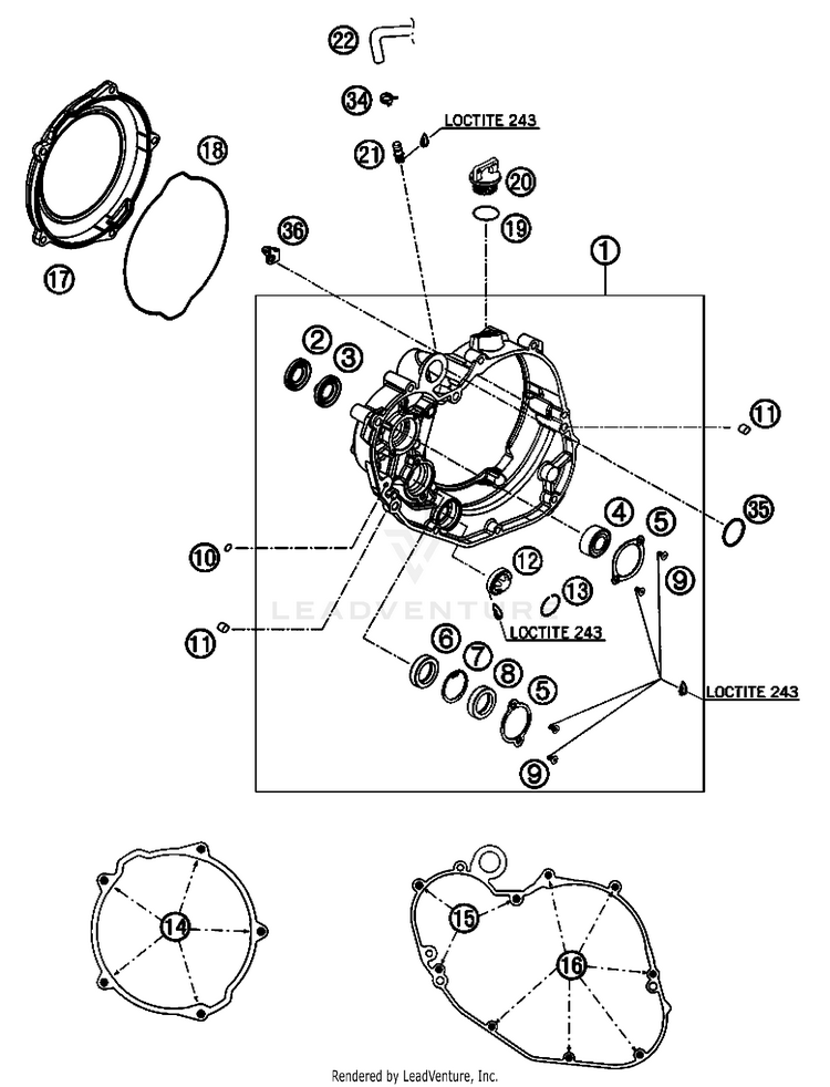 Clutch Cover 505 SX-F Engine - 2008 Schematic