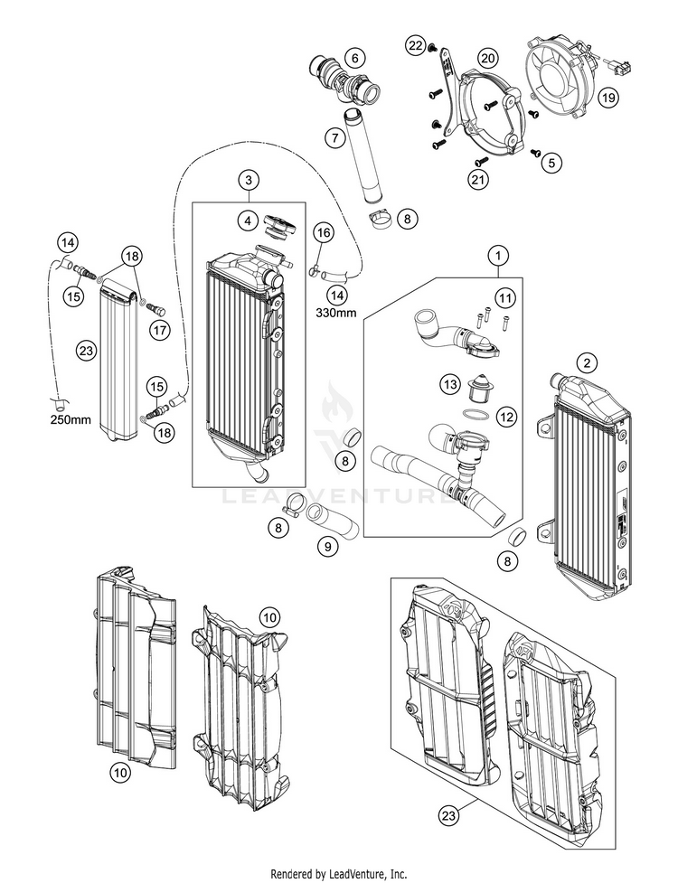 Cooling System 300 XC-W TPI ENGINE - 2020 Schematic