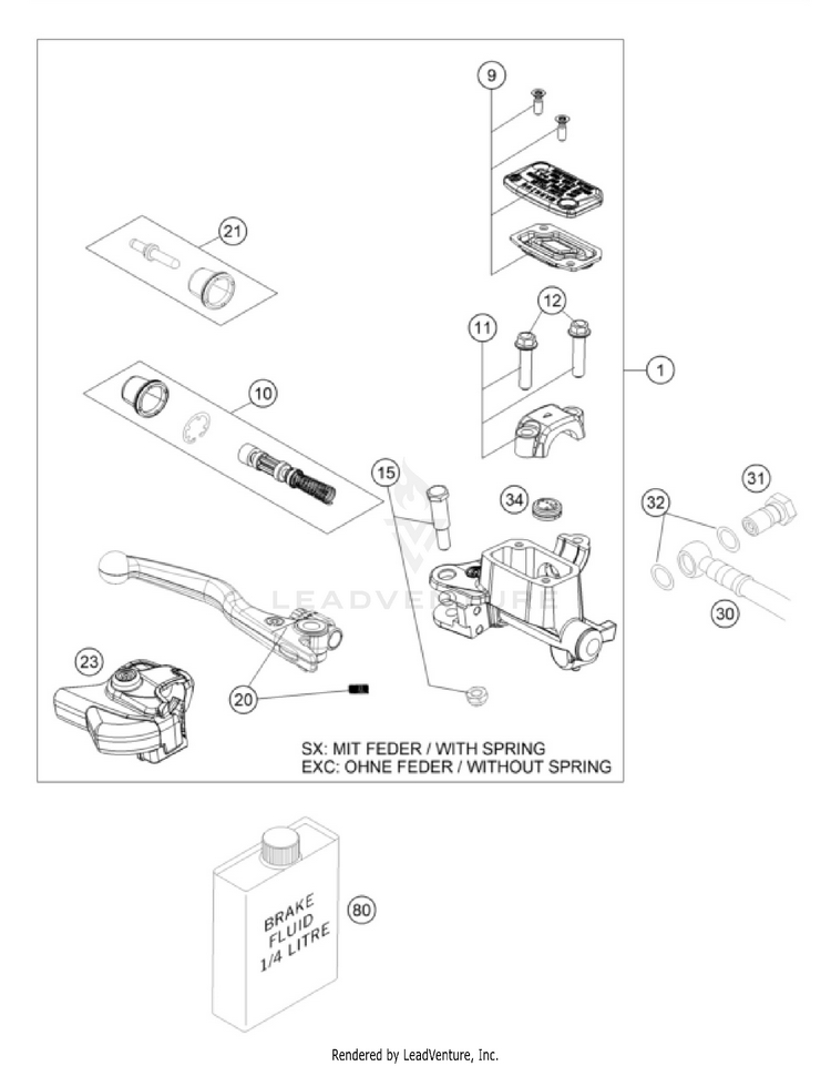 Front Brake Control 250 SX-F CHASSIS - 2026 Schematic