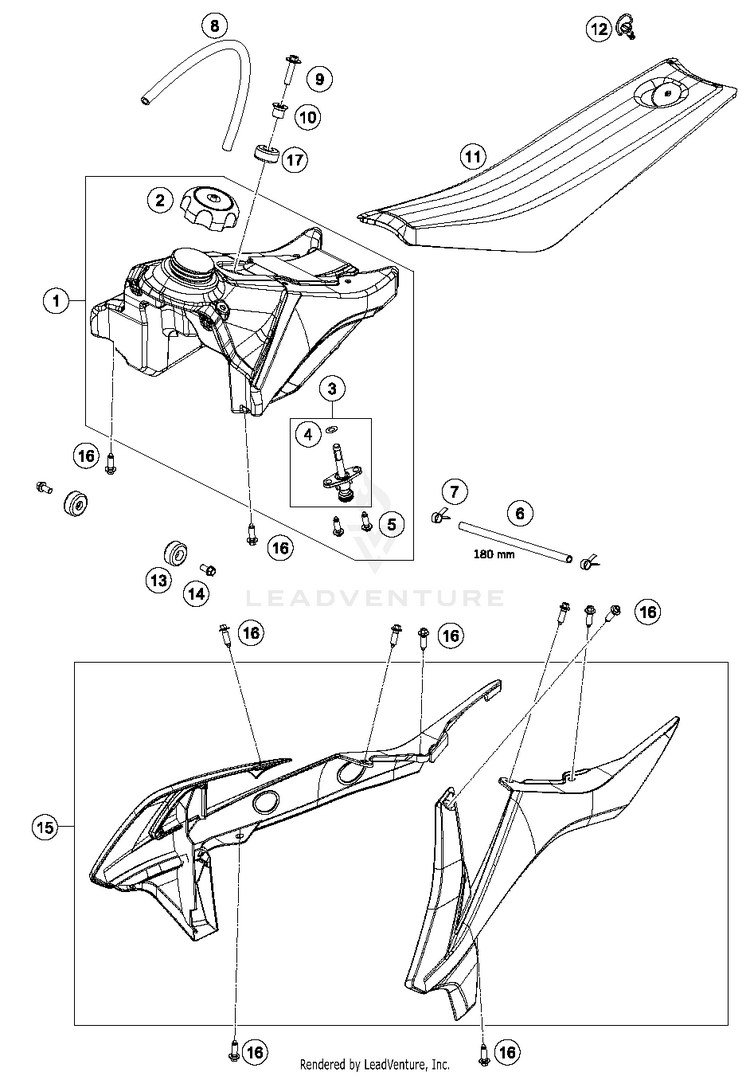 Tank, Seat, Covers 50 SX CHASSIS - 2017 Schematic